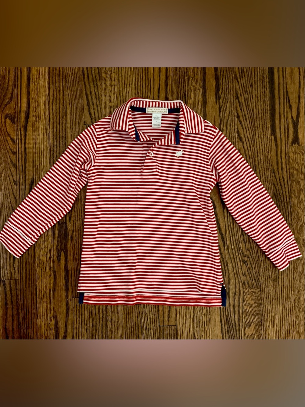 TBBC Striped Long-Sleeve Polo Shirt - Red & White